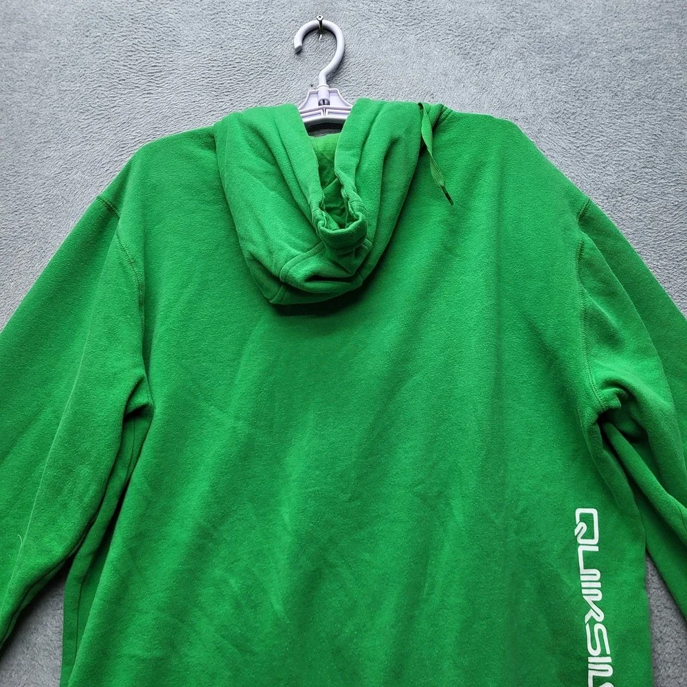 VINTAGE Quiksilver Men Hoodie S‎ Green Logo Embroidery Grunge Surf Skater Y2K